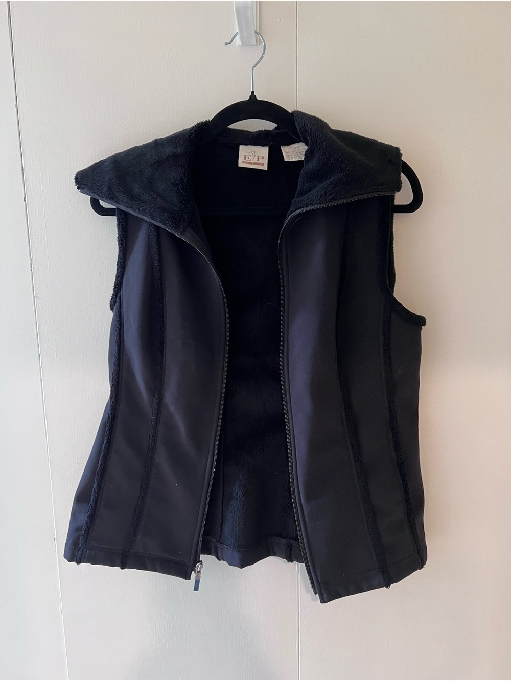 EP Pro Black Faux-Shearling Zip Vest